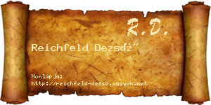 Reichfeld Dezső névjegykártya
